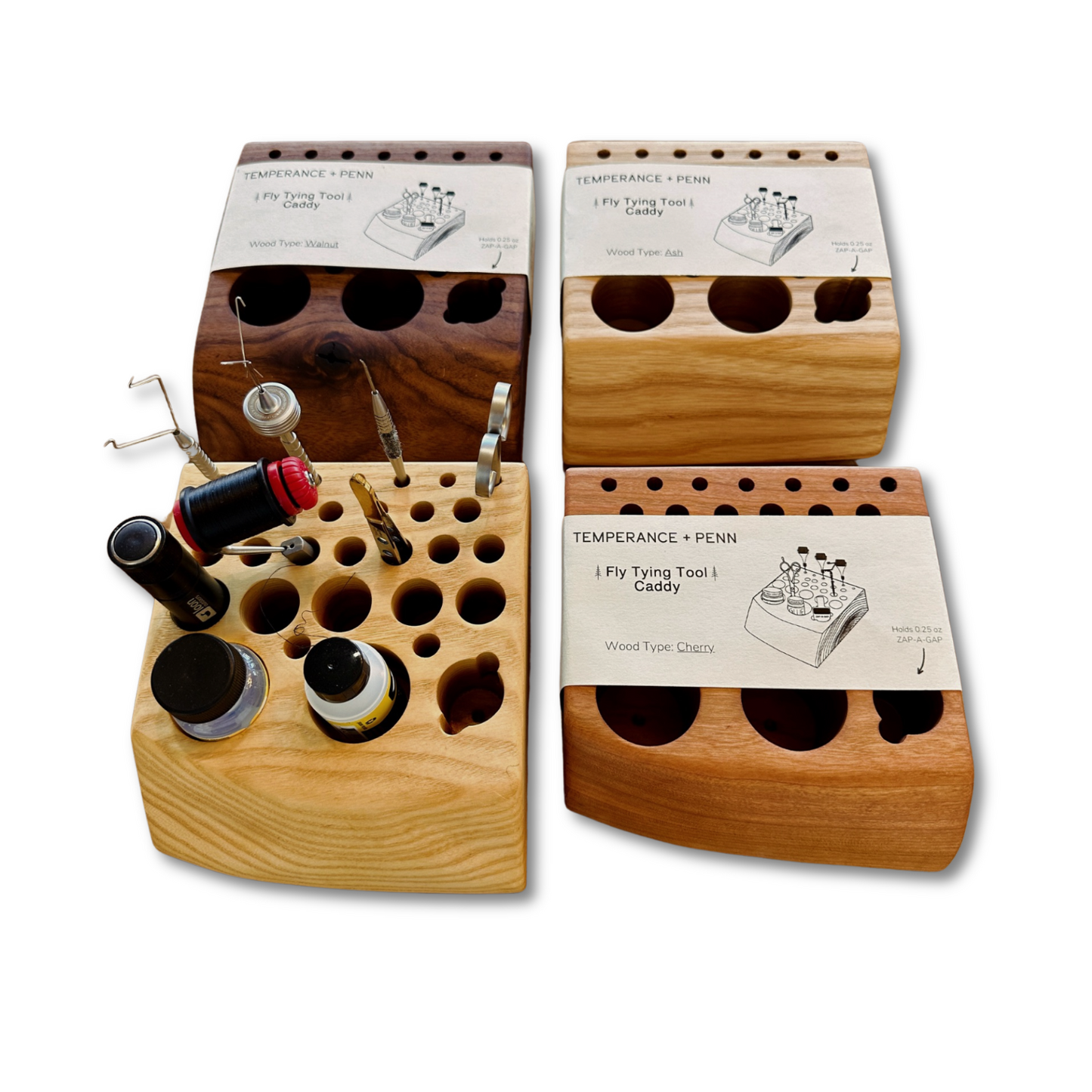 Rift Premium Hardwood Fly Tying Tool Holder – Handcrafted Organization for Anglers